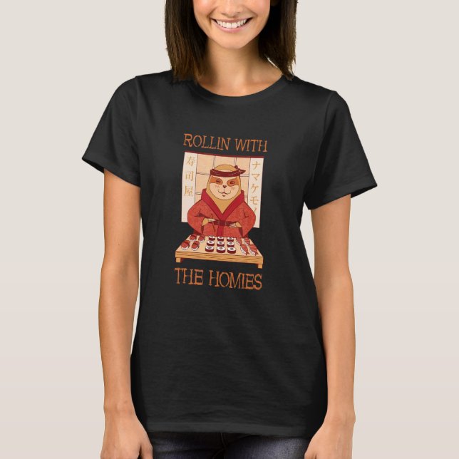 Camiseta Comida Asiática Sushi Sloth Restaurante Japonês Su (Frente)