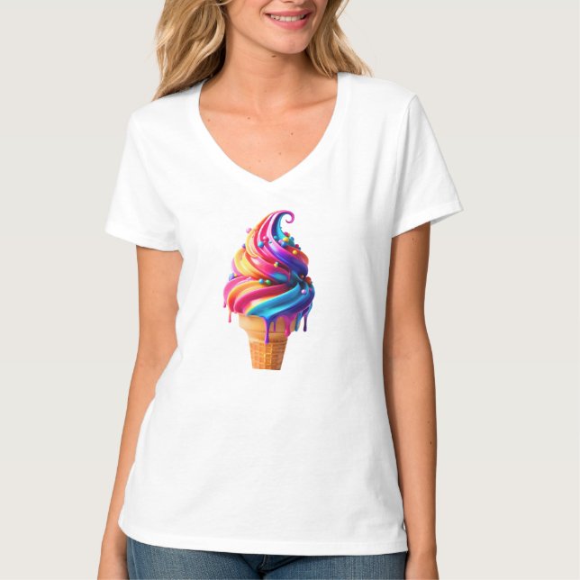 Camiseta Comida clássica de cone de sorvete vibrante do Sli (Frente)