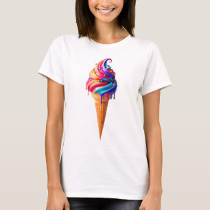 Camiseta Comida clássica de cone de sorvete vibrante do Sli