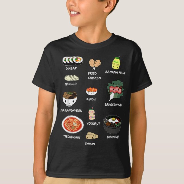 Camiseta Comida Coreana, Bibimbap e Estética Coreana K (Frente)