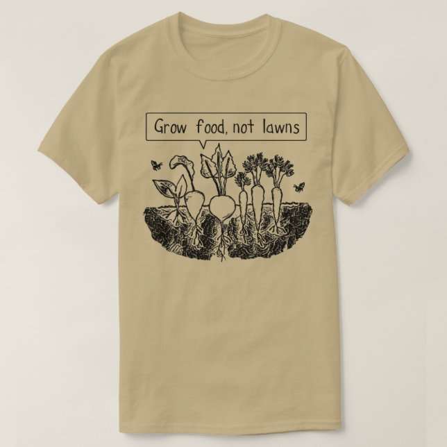 Camiseta Comida cultivada não gramados (2)  (Frente do Design)