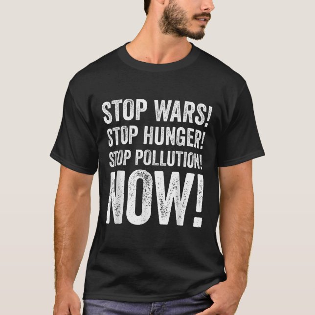 Camiseta Comida da Paz Pro Planeta Terra Proteção Ambiental (Frente)