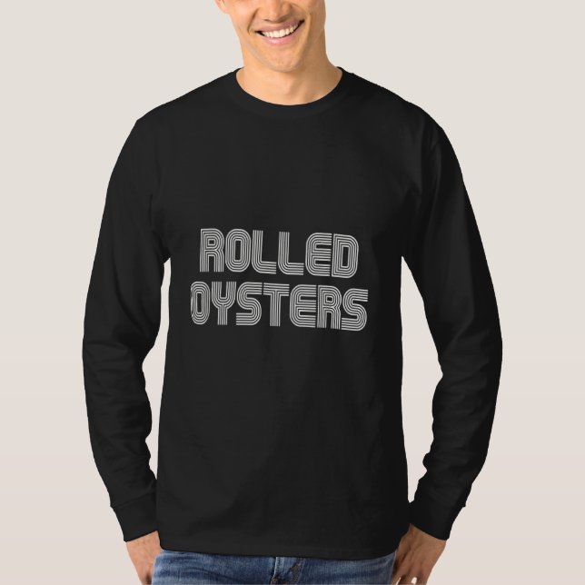 Camiseta Comida das ostras laminadas com retrato dos 70s 80 (Frente)