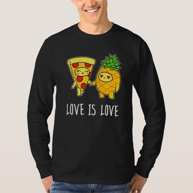 Camiseta Comida de Amor É Amor  Pizza de Abacaxi com Pepper (Frente)