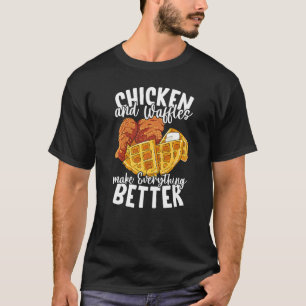 Camiseta Comida de Brunch de Frango e Waffles