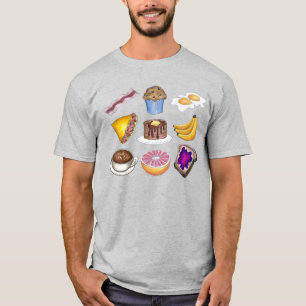 Camiseta Comida de café da manhã Ovos de torrada Muffins de