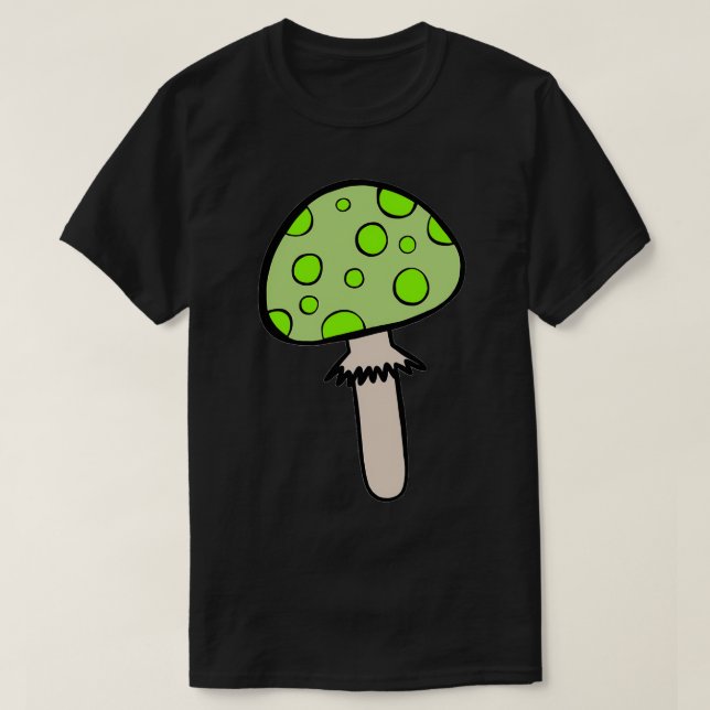 Camiseta Comida De Cogumelo Verde E Minimalista (Frente do Design)