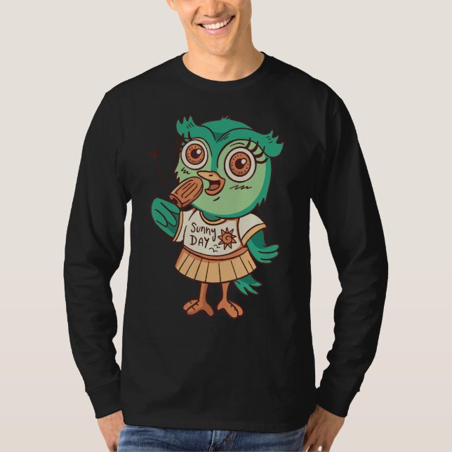Camiseta Comida de coruja Animais de zoológico (Frente)