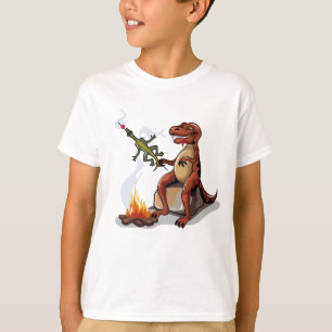 Camiseta Comida De Cozinhar Tyrannosaurus Rex Sobre Uma Cam