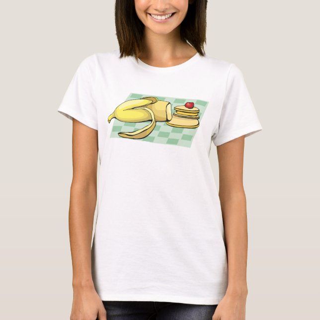 Camiseta Comida de Diversão de Café da Manhã de Banana e Pa (Frente)