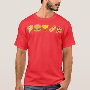 Camiseta Comida de Lixo Taco Burger Fries Hot Dog Pizza