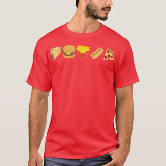 Camiseta Comida de Lixo Taco Burger Fries Hot Dog Pizza