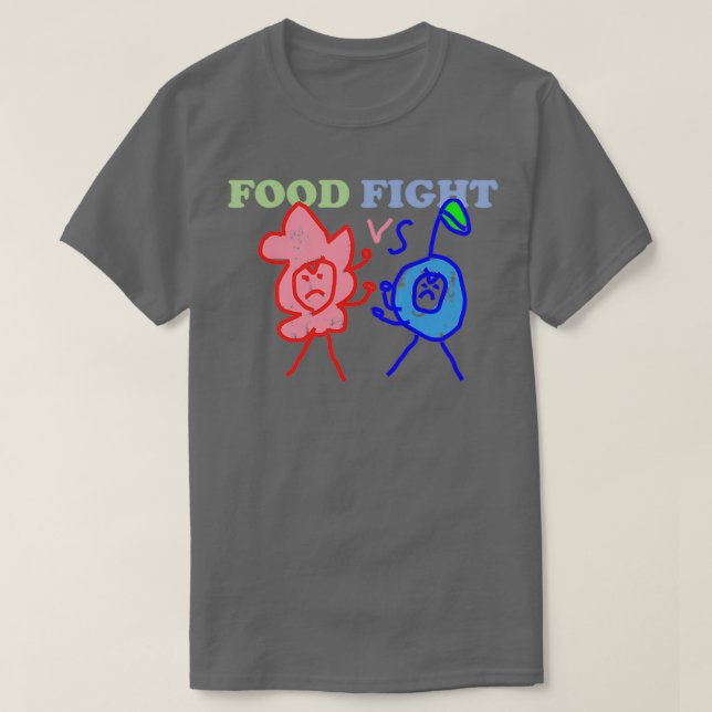 Camiseta Comida de luta contra framboesa contra mirtilo (Frente do Design)
