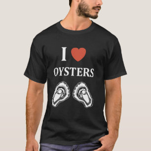 Camiseta Comida de ostras humor minimalista simples eu amo