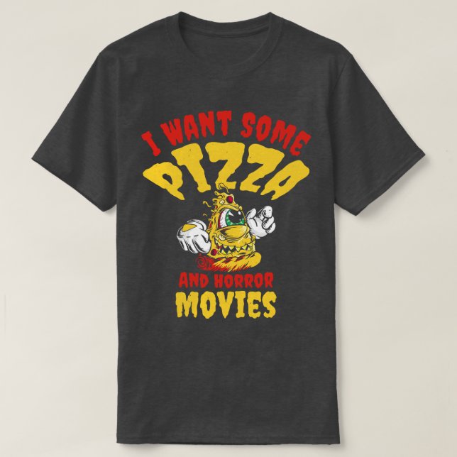 Camiseta Comida de Pizza Monstro de Pizza Assustadora do Ha (Frente do Design)