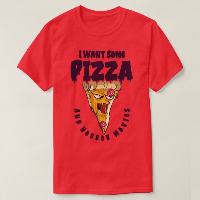 Camiseta Comida de Pizza Monstro de Pizza Assustadora do Ha (Frente do Design)
