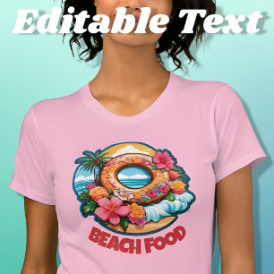 Camiseta Comida de praia de Rosquinha tropical editável