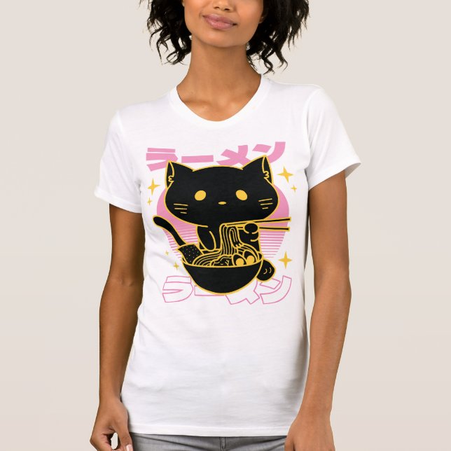 Camiseta Comida de rêmen de gato (Frente)