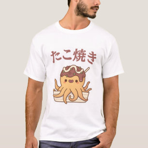 Camiseta Comida de snack Takoyaki Japonês Octopus Bonito