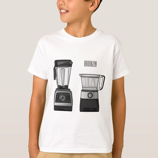 Camiseta Comida e ilustração do desenho do blender (Frente)