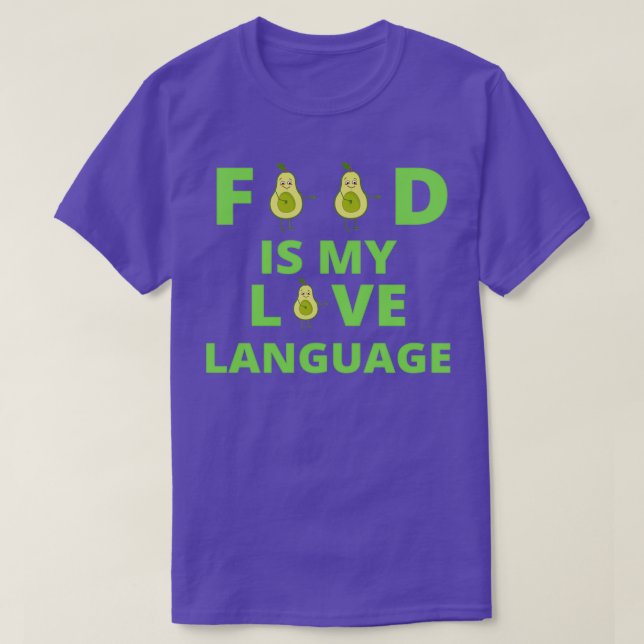Camiseta Comida é minha língua de amor Abacates 1 (Frente do Design)