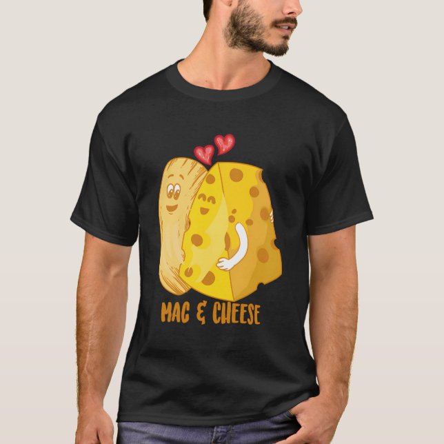 Camiseta Comida Engraçada De Amor Com Queijo Mac - Bonita V (Frente)
