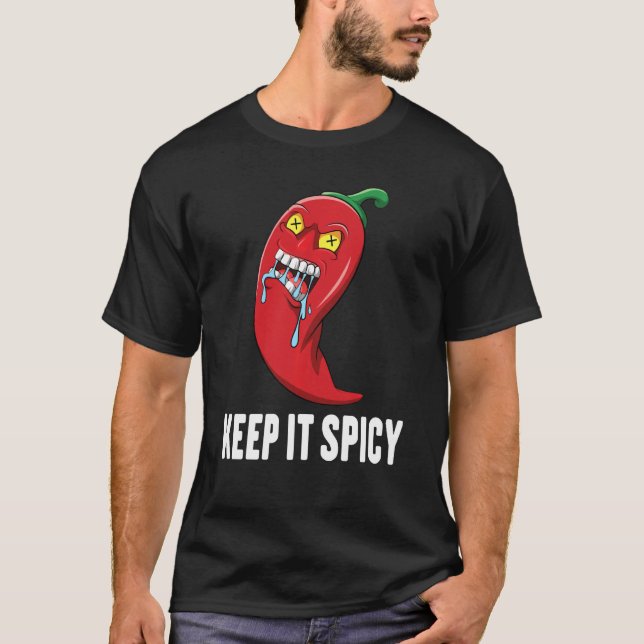 Camiseta Comida Espicosa Mantenha-O Picante Pimenta Picante (Frente)