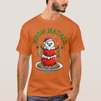 Camiseta Comida Italiana Natal Almôndega Boneco de Neve Fei