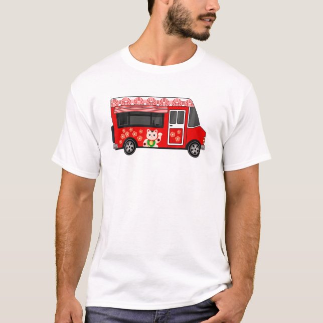 Camiseta Comida Japonesa Red Truck Ramen Cat Kawaii Anime L (Frente)