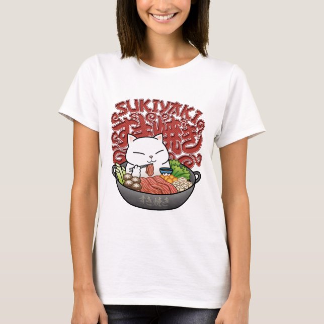 Camiseta Comida Japonesa Sukiyaki Cat (Frente)