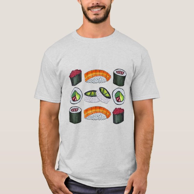Camiseta Comida Japonesa Sushi Nigiri Maki Roll Rolls T-Shi (Frente)