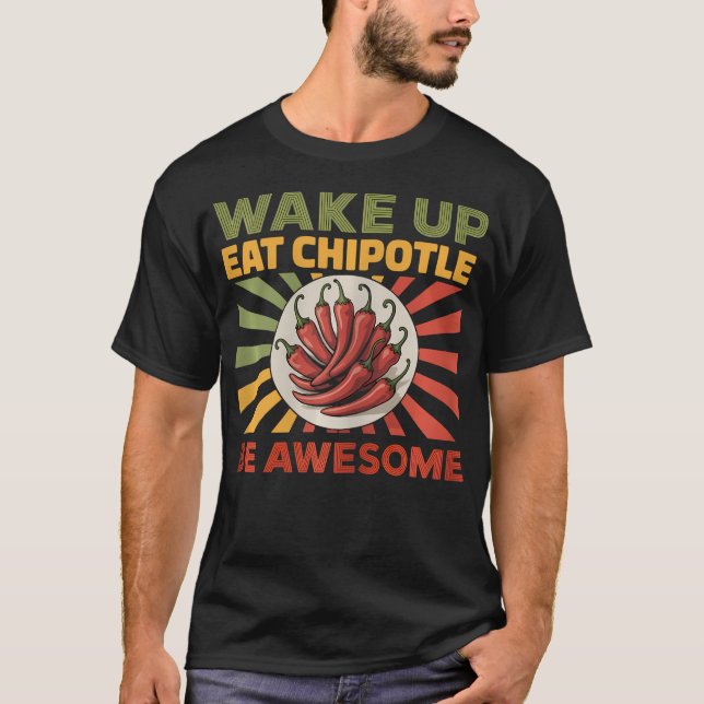 Camiseta Comida Mexicana Apimentada Chipotle Wake Eat (Frente)