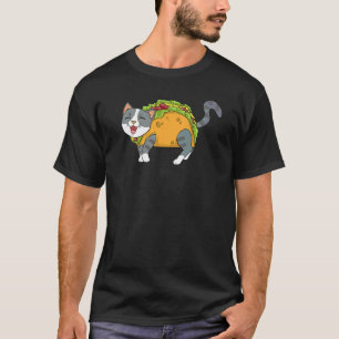 Camiseta Comida Mexicana Taco Cat Homens Mulher Crianças Ju