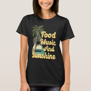 Camiseta Comida Música Sunshine Guitar Férias de Praia Verã