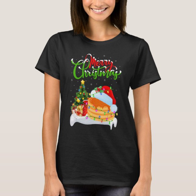 Camiseta Comida Pancake Desorte Xmas Papais noeis Cristo Pa (Frente)