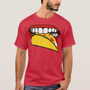 Camiseta Comida Para Boca Com Lábios Vermelhos E Dentes Bra