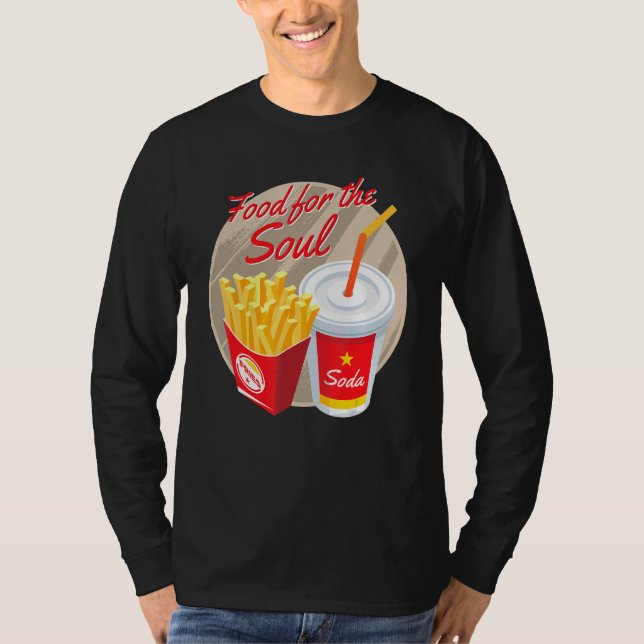 Camiseta Comida Para Soda De Alma E Comidas De Lixo (Frente)