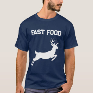 Camiseta Comida Rápida Divertida Veado Saltitante Caça