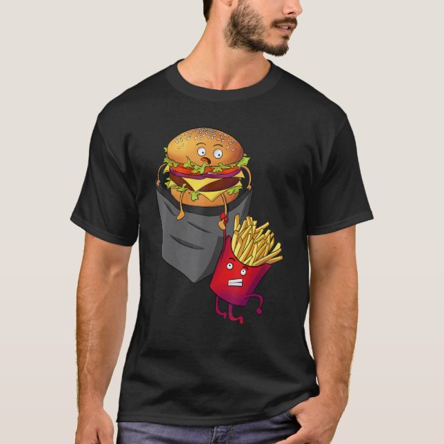 Camiseta Comida Rápida Em Pocket Fries Burger Pommes Frits  (Frente)