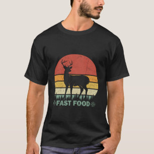 Camiseta Comida Rápida Engraçado Buck Elk Caça de Veado Vin