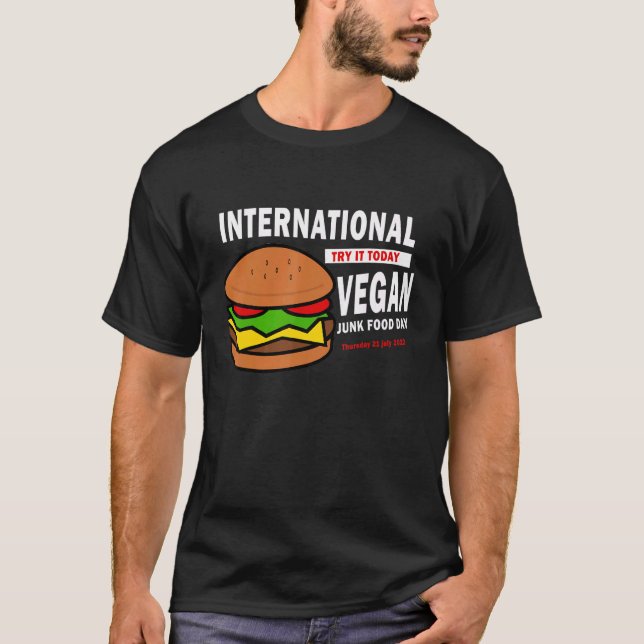 Camiseta Comida Rápida Vegan Hamburger Dia Nacional da Comi (Frente)