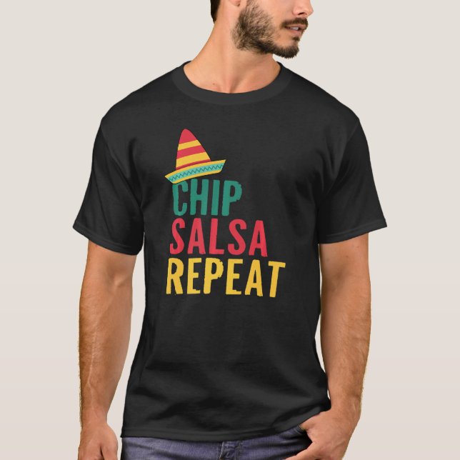 Camiseta Comida repetida do Chips Salsa (Frente)