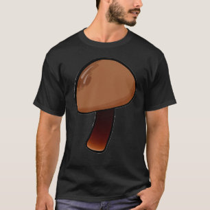 Camiseta Comida Simples E Minimalista De Cogumelo Castanho 