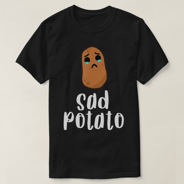 Camiseta Comida Triste de Batata Humor Vegetal presente Kaw (Frente do Design)
