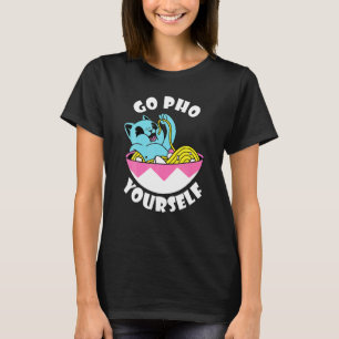 Camiseta Comida Trocadilho Comida Asiática Gato Pho Macarrã