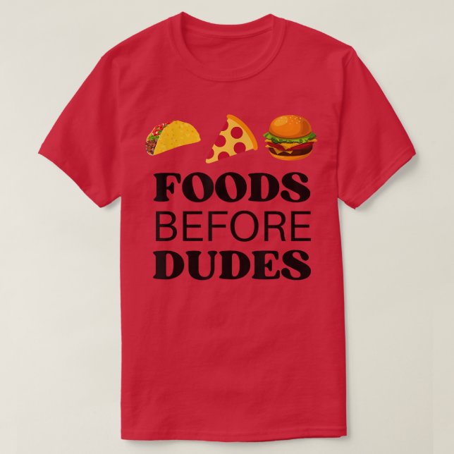 Camiseta Comidas Antes de Dudos (Taco, Pizza, Burger) (Frente do Design)