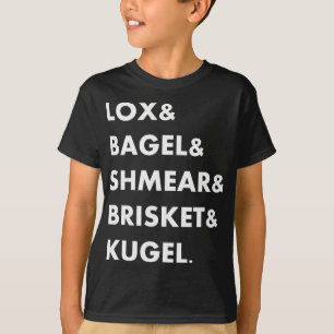 Camiseta Comidas Judias Lox & Bagel & Shmear & Brisket Engr