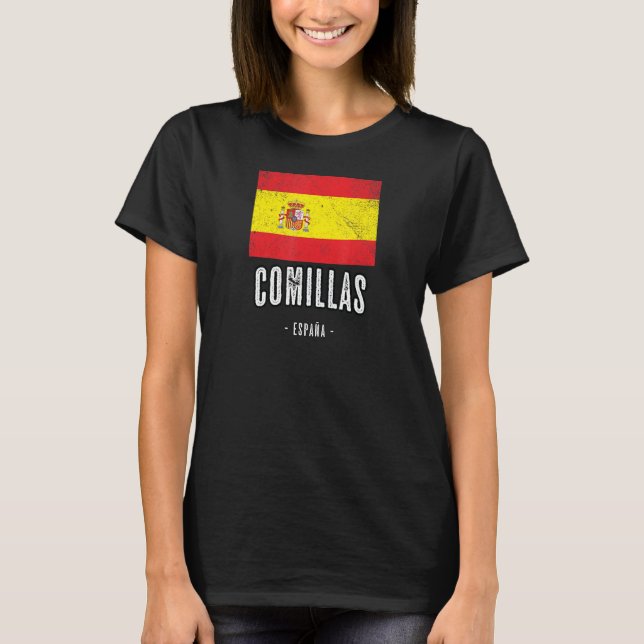 Camiseta Comillas Espanha Es Sinalizador Cidade Bandera Rop (Frente)