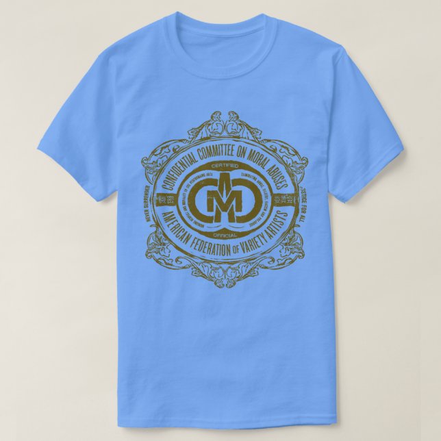 Camiseta Comissão Confidencial para os Abusos Morais (Frente do Design)
