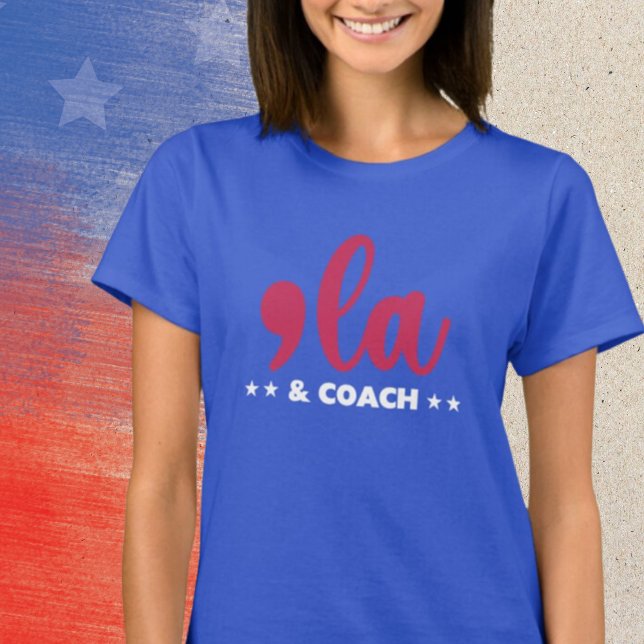 Camiseta Comma la & Coach-Kamala Harris Blue (Criador carregado)